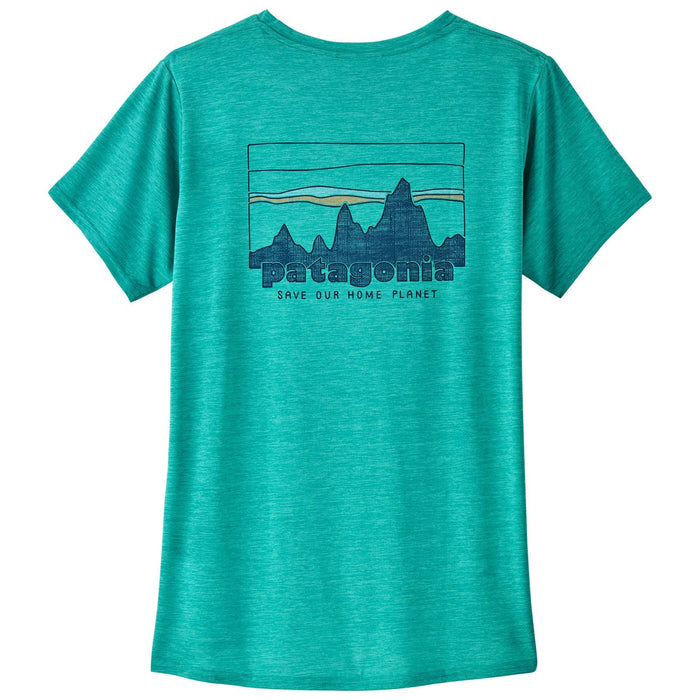 Patagonia Women's Cap Cool Daily Graphic Shirt '73 Skyline: Subtidal Blue X-Dye Image 01