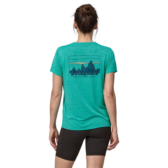 Patagonia Women's Cap Cool Daily Graphic Shirt '73 Skyline: Subtidal Blue X-Dye Image 04