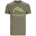 Simms Wood Trout Fill T Shirt Military Heather - Neon 01