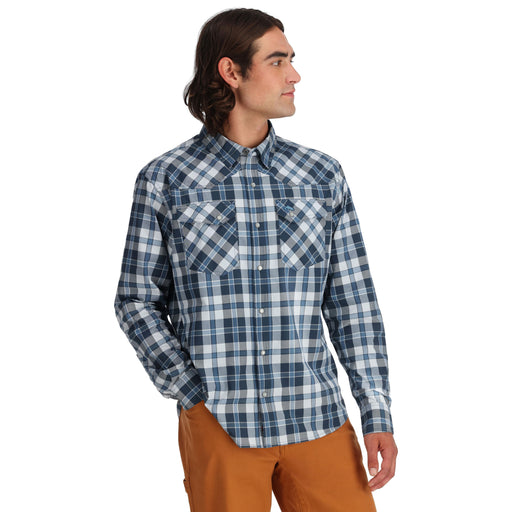 Simms Brackett LS Shirt Backcountry Blue Plaid Image 02