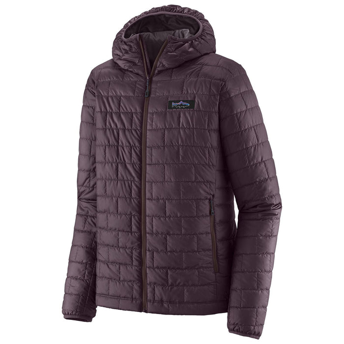 Patagonia Men's Nano Puff Fitz Roy Trout Hoody Obsidian Plum Image 01