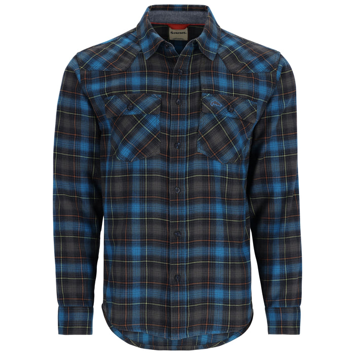 Simms Santee Flannel LS Shirt Black / Bright Blue Window Pane Ombre Image 01