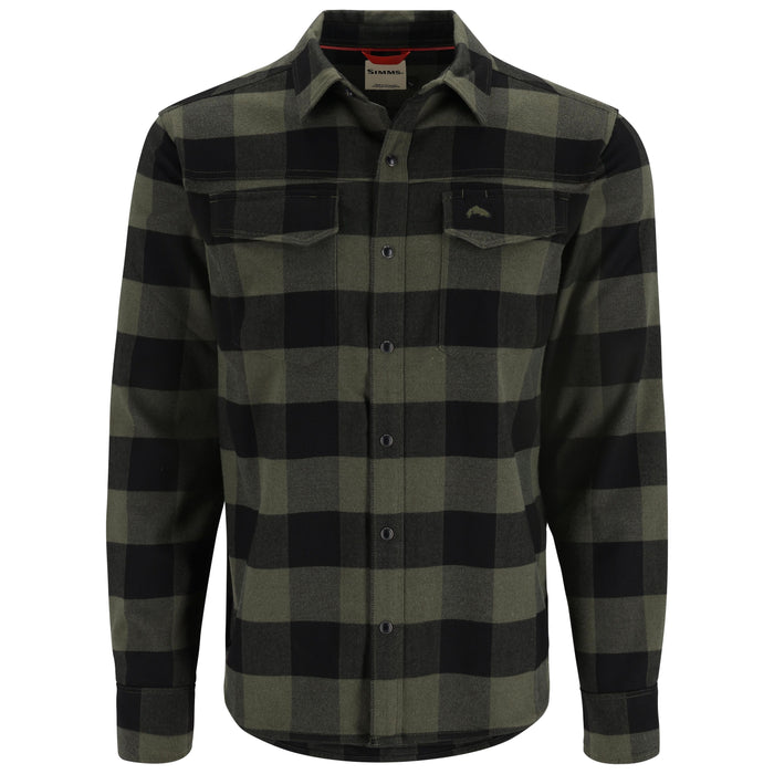 Simms Gallatin Flannel Long Sleeve Shirt Loden Buffalo Check Image 01