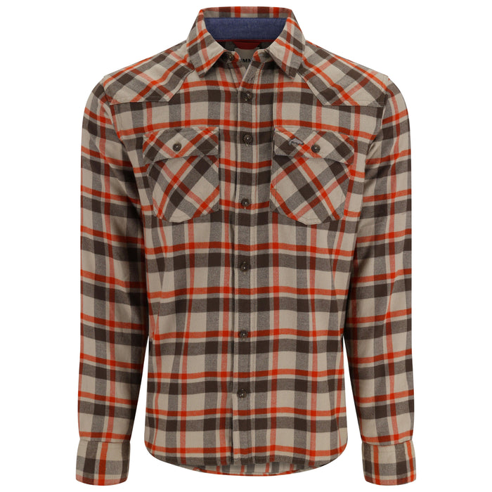 Simms Santee Flannel LS Shirt Stone Shadow Box Plaid Image 01