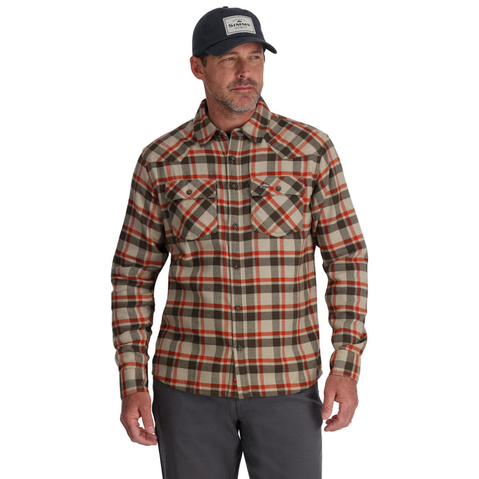 Simms Santee Flannel LS Shirt Stone Shadow Box Plaid Image 03