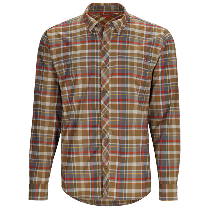 Simms Bugstopper Stone Cold LS Shirt Simms Chestnut Multi Plaid Image 01