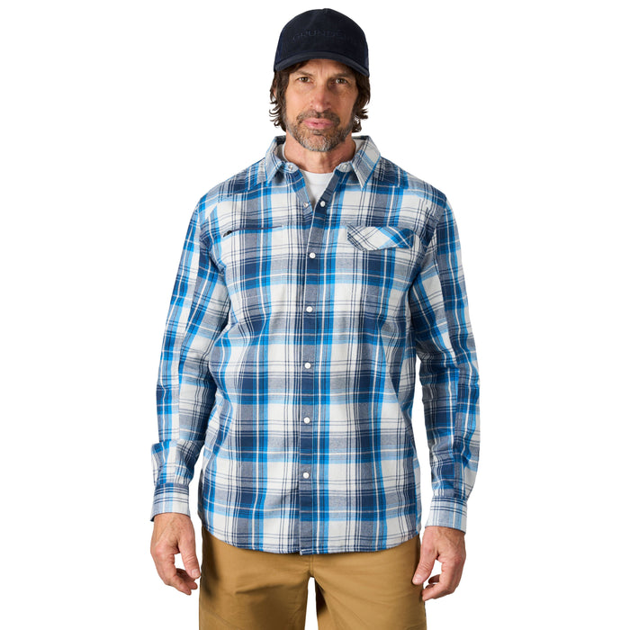 Grundens Men's Dispatch Flannel Shirt Sky Plaid Image 04