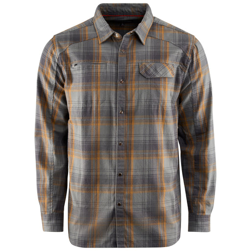 Grundens Men's Dispatch Flannel Shirt Smoke Plaid Image 01