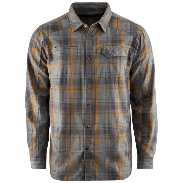 Grundens Men's Dispatch Flannel Shirt Smoke Plaid Image 01